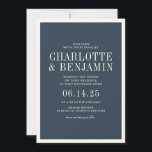 Invitation Mariage de cadre de bordure bleu classique élégant<br><div class="desc">Classic Elegant Formel Marine Bleu Bordure Faire-part de mariage</div>