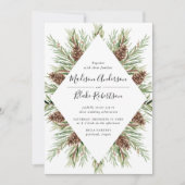 Invitation Mariage de cadre de cône de pin d'hiver (Devant)