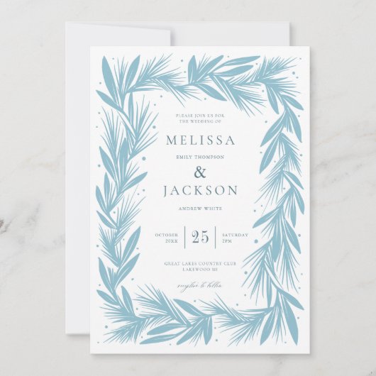 Invitation Mariage de cadre de couronne d'hiver moderne (Devant)