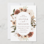 Invitation Mariage de cadre de couronnes florales en terre cu (Devant)