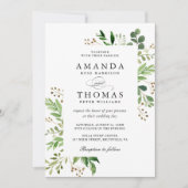 Invitation Mariage de cadre de feuillage des Feuilles verts (Devant)