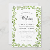 Invitation Mariage de cadre de feuille d'olive vert rustique (Devant)