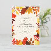 Invitation Mariage de cadre de feuilles d'automne de Gouache (Debout devant)