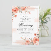 Invitation Mariage de cadre de fleur de corail (Debout devant)