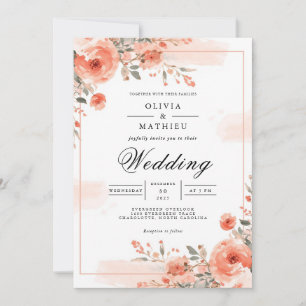Invitation Mariage de cadre de fleur de corail