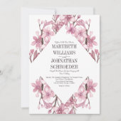 Invitation Mariage de cadre de fleurs de cerisier rose (Devant)