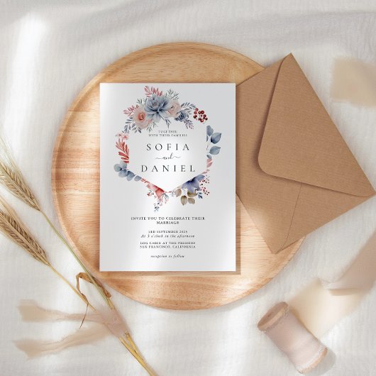 Invitation Mariage de cadre de fleurs Whisperer d'aquarelle