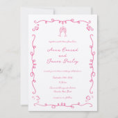 Invitation Mariage de cadre de gribouillage rose lunette (Devant)