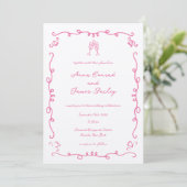 Invitation Mariage de cadre de gribouillage rose lunette (Debout devant)