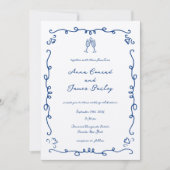 Invitation Mariage de cadre de gribouillis bleu (Devant)