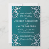 Invitation Mariage de cadre de luxe Silver & Turquoise Filigr (Devant)
