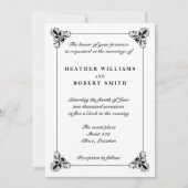 Invitation Mariage De Cadre Décoratif Noir Et Blanc Élégant (Devant)