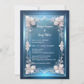 Invitation mariage de cadre décoré d'art bleu (Devant)