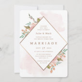 Invitation Mariage de cadre diamant Vintage Rose (Devant)