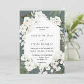 Invitation Mariage de cadre d'orchidée bleu acier blanc perso (Debout devant)