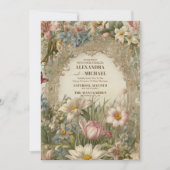 Invitation Mariage de cadre doré et crème (Devant)