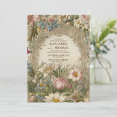 Invitation Mariage de cadre doré et crème (Debout devant)