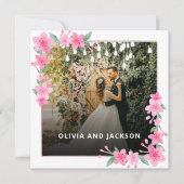 Invitation Mariage de cadre doré rose fleuri de bienvenue (Devant)