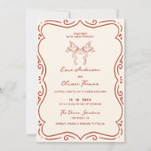 Invitation Mariage de cadre en terre cuite dessiné à la main (Devant)