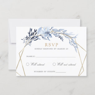 Invitation Mariage de cadre Feuille couleur or géométrique