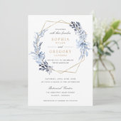 Invitation Mariage de cadre Feuille couleur or géométrique (Debout devant)