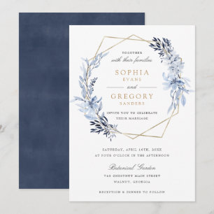 Invitation Mariage de cadre Feuille couleur or géométrique