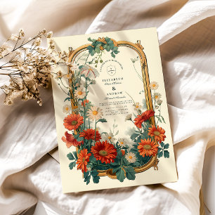 Invitation Mariage de cadre Fleur sauvage Art Nouveau
