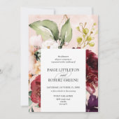 Invitation Mariage de cadre floral d'aquarelle (Devant)