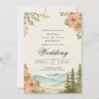 Invitation Mariage de cadre floral d'automne chaud