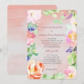 Invitation Mariage de cadre Floral de l'aquarelle d'été (Devant / Derrière)