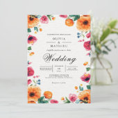 Invitation Mariage de cadre floral dynamique (Debout devant)