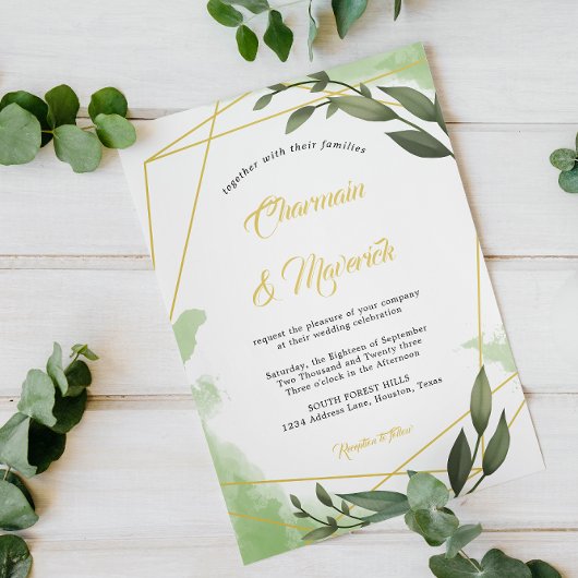 Invitation Mariage de cadre Geo Green