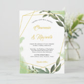 Invitation Mariage de cadre Geo Green (Debout devant)