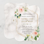 Invitation Mariage de cadre géométrique de crème floue de lux (Devant / Derrière)