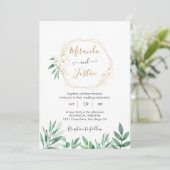 Invitation Mariage de cadre géométrique de l'Eucalyptus Green (Debout devant)