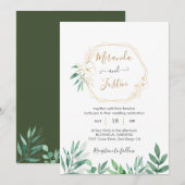 Invitation Mariage de cadre géométrique de l'Eucalyptus Green (Devant / Derrière)