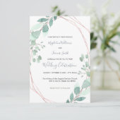 Invitation mariage de cadre géométrique de verdure délicate (Debout devant)