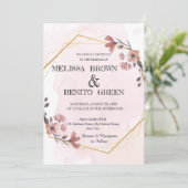 Invitation Mariage de cadre géométrique floral moderne (Debout devant)