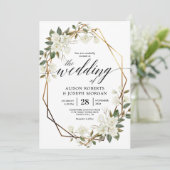 Invitation Mariage de cadre géométrique Magnolia or (Debout devant)