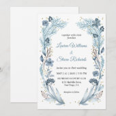 Invitation Mariage de cadre glacé bleu doux personnalisé (Devant / Derrière)