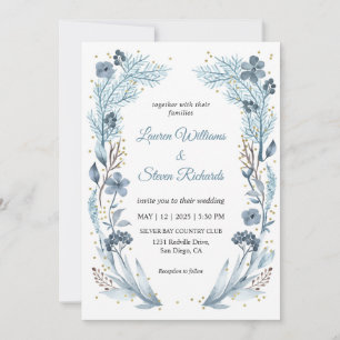 Invitation Mariage de cadre glacé bleu doux personnalisé