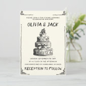 Invitation Mariage de cadre ironique de gâteau tiré à la main (Debout devant)