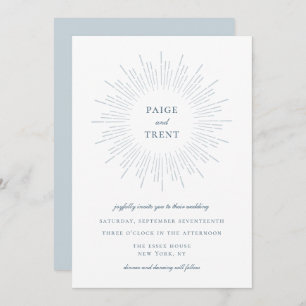 Invitation Mariage de cadre moderne Dusty Blue Sunburst