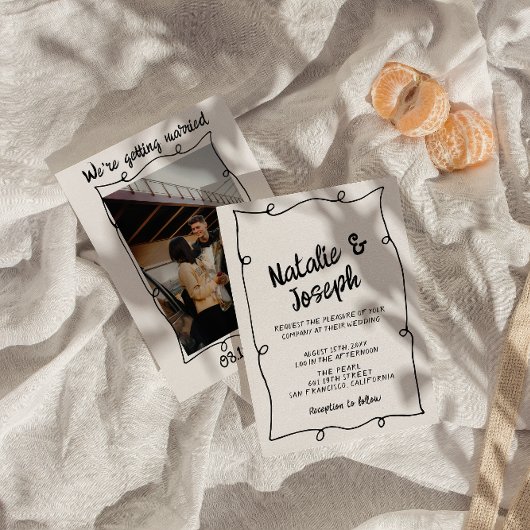 Invitation Mariage de cadre moderne unique à écriture rétro