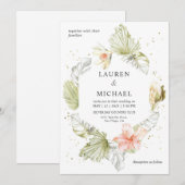 Invitation Mariage de cadre naturel africain blanc personnali (Devant / Derrière)