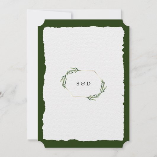 Invitation Mariage de cadre or Feuille vert moderne (Dos)