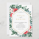Invitation Mariage de cadre or Floral d'hiver (Devant)