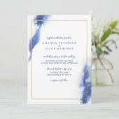 Invitation Mariage de cadre or Ombre en marbre bleu (Debout devant)