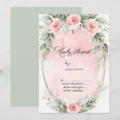 Invitation Mariage de cadre Or Roses Roses Roses Roses Roses  (Devant / Derrière)