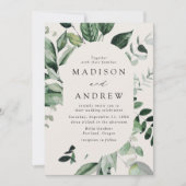 Invitation Mariage de cadre Ovale Crème de verdure abondante (Devant)